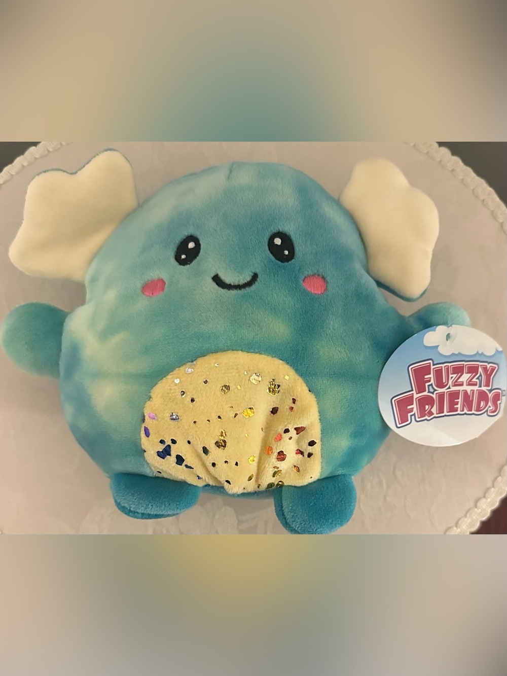 Tie-Dye Teal Axolotl Stuffed Animal with Sparkle Belly